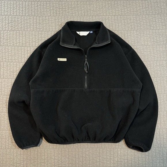 Columbia Other - Vtg 90s Columbia Jacket Men's Large Black 1/2 Zip Fleece Boxy Fit Made in USA